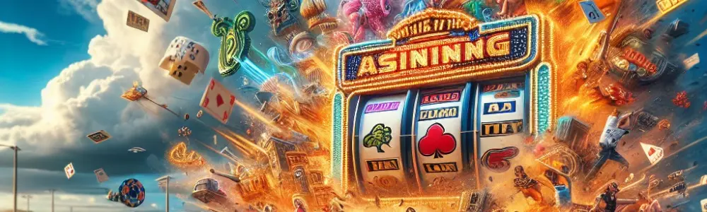 car busting out of a slot machine