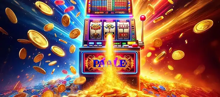 gold coins gushing forth from a slot machine