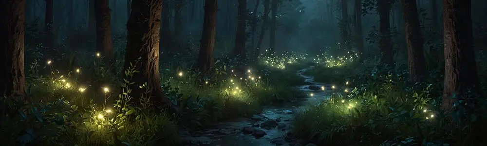 dark forest with lights