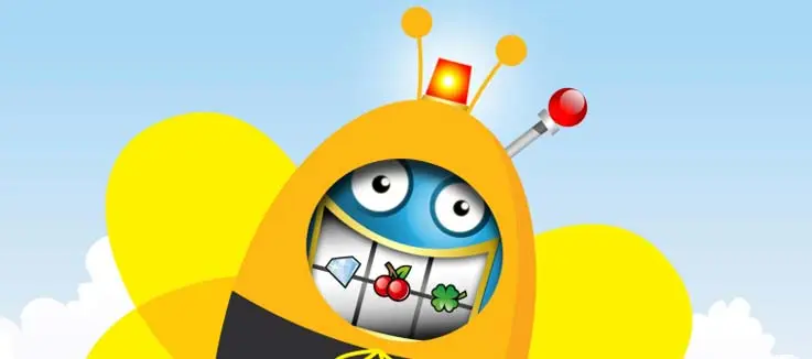 Sloto mascot smiling and holding a flower during spring