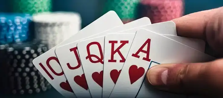 royal flush poker hand - ten through A of hearts